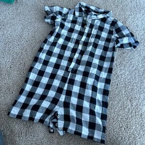 Black and white checker unisex romper from primary